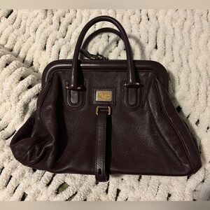Dolce & Gabana Burgundy and Gold Structured vintage Leather Satchel